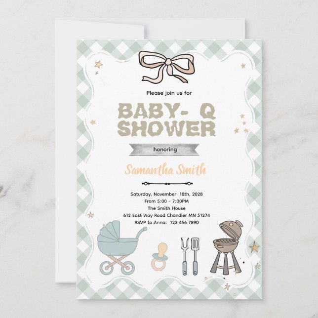 Baby Q Baby Shower party Invitation Inbjudningar (Framsida)