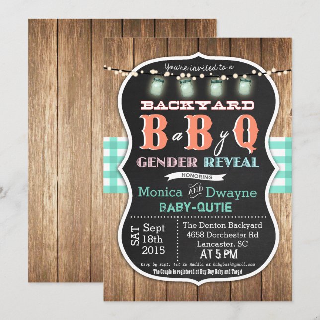 Baby Q BabyQ Par Shower BBQ-inbjudan Inbjudningar (Fram/baksida)