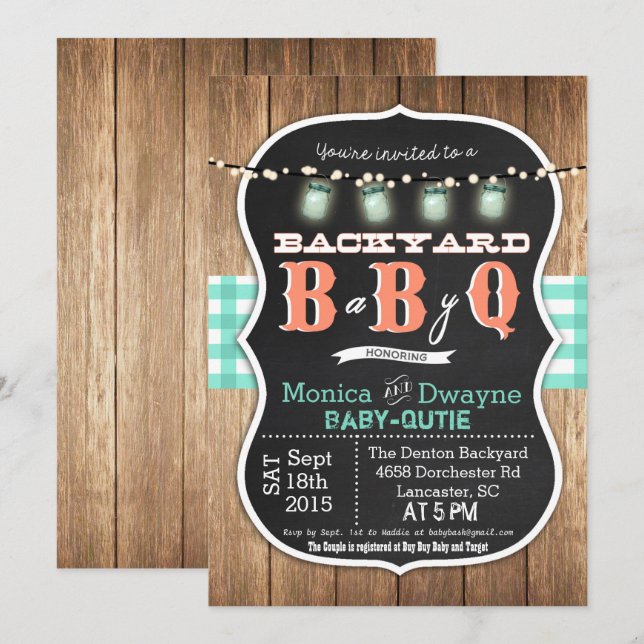Baby Q BabyQ Parbröllops BBQ-inbjudan Inbjudningar (Fram/baksida)