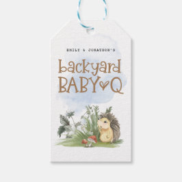Baby Q Backyard Baby Shower Woodland Tack Presentetikett