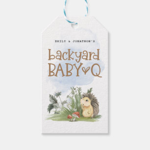 Baby Q Backyard Baby Shower Woodland Tack Presentetikett
