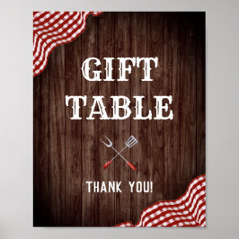 Baby Q Backyard BBQ Baby Shower Gift Bord-tecken Poster