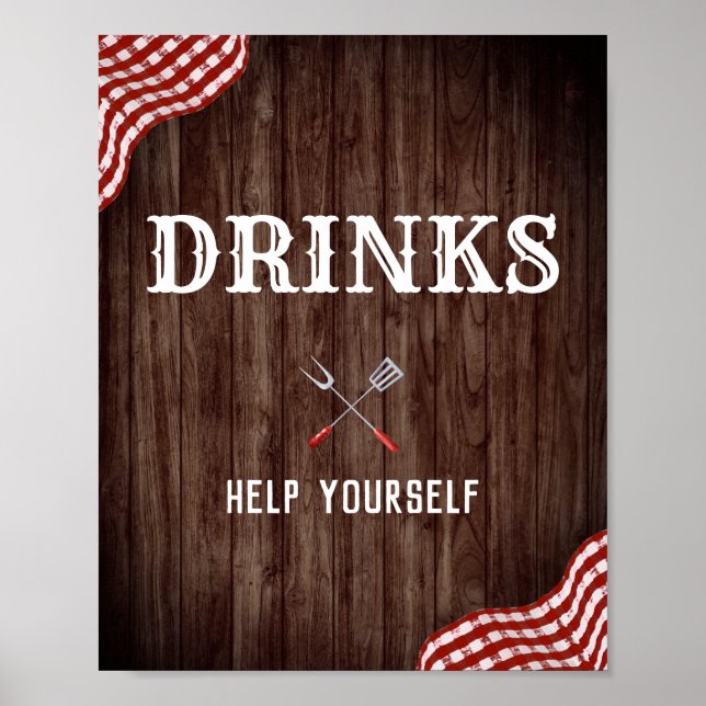 Baby Q Backyard BBQ Dekorations Drinks Poster (Framsidan)