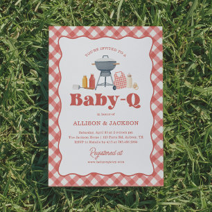 Baby Q Bakgård Grillfest Baby Shower Inbjudningar