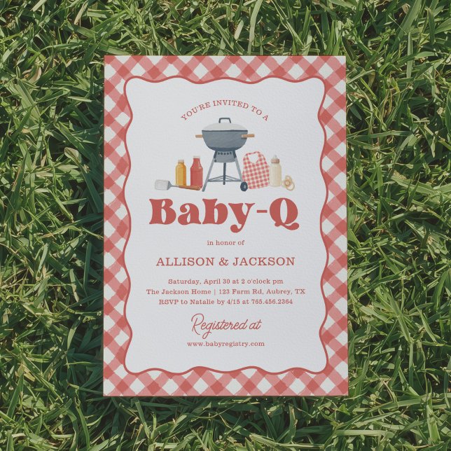 Baby Q Bakgård Grillfest Baby Shower Inbjudningar (Skapare uppladdad)