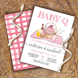 Baby Q Barbecue Shower Rosa Picnic Inbjudningar