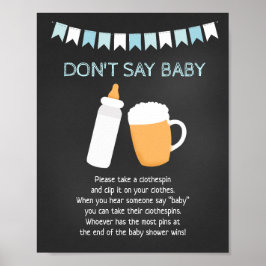Baby Q Beer Boy Baby Shower Säg inte Baby Game Poster
