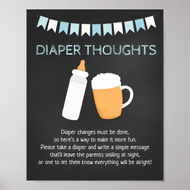 Baby Q Beer Boy Shower Diaper Thouwame Poster (Framsidan)