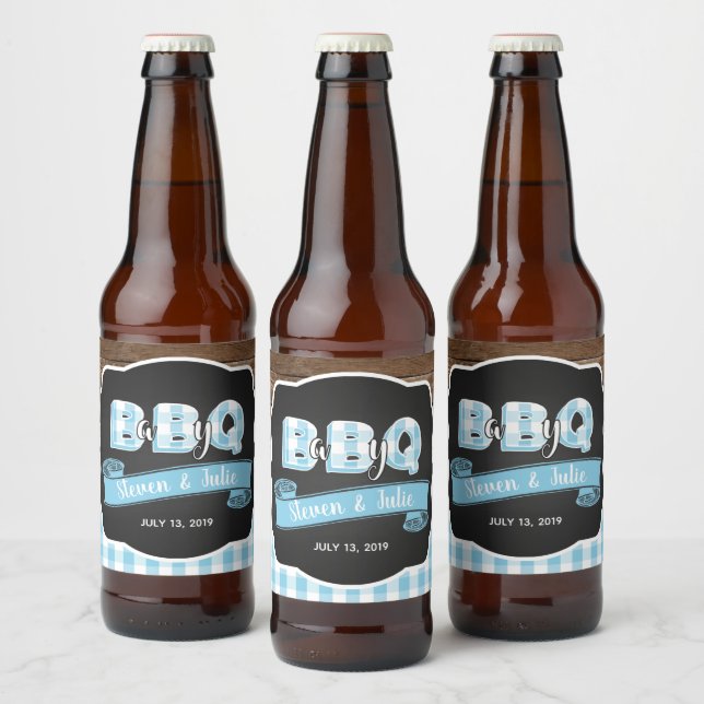 Baby Q Beer Flaska-etikett - Baby blue Ölflaska Etikett (Flaskor)
