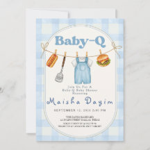 Baby-Q Blå Rutiga Klädtöjssnöre Baby Shower