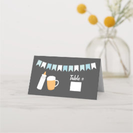Baby-Q Blue Boy Beer och Flaska Baby Shower Placeringskort