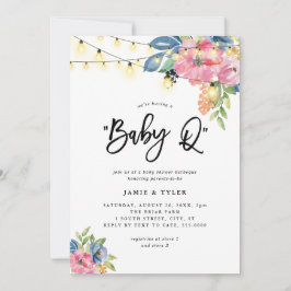Baby Q Garden Party Flowers & Ljus Baby Shower Inbjudningar