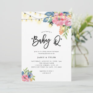 Baby Q Garden Party Flowers & Ljus Baby Shower Inbjudningar