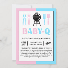 Baby Q Gender Reveal Lunch Inbjudningar