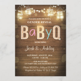 Baby Q-genderna visar BBQ Baby Shower Rustic Wood Inbjudningar
