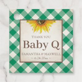 Baby Q Gingham och Solros Tack Grönt Gåvor Etiketter