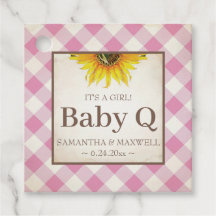 Baby Q Gingham och Solros Tack Rosa
