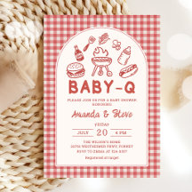 Baby Q Grillfest Utomhus Baby Shower Inbjudan