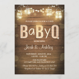 Baby Q-inbjudan: BQ Baby Shower Rustic Wood Inbjudningar