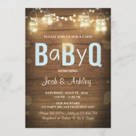 Baby Q inbjudan Kod för BBQ Baby Shower Rustic Blu
