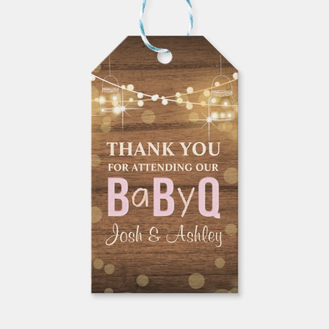 Baby Q-kod BBQ Baby Shower Gift-Märkre Tack Presentetikett (Framsidan)