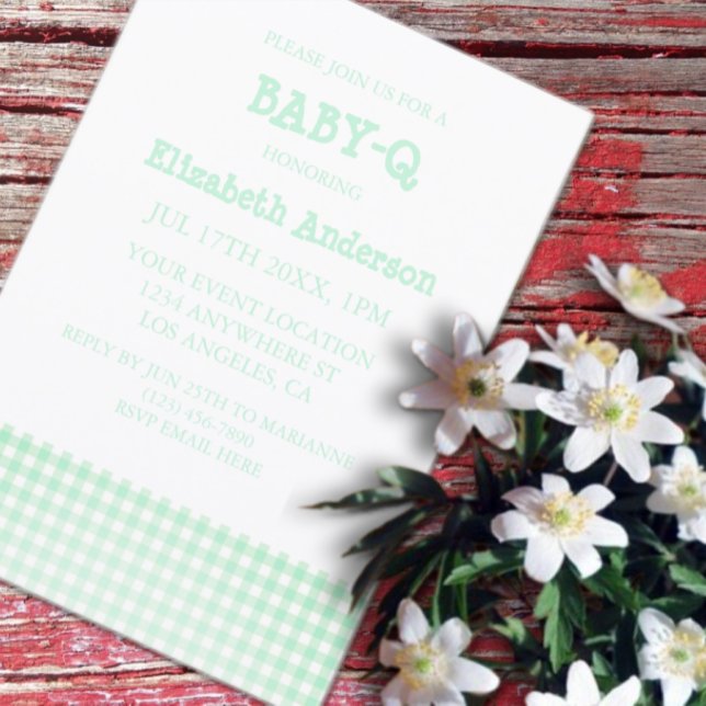 Baby-Q Mint Green Gingham Baby Shower Inbjudningar (Skapare uppladdad)