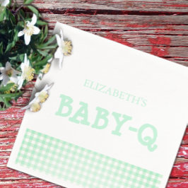 Baby-Q Mint Green Gingham Baby Shower Pappersservett