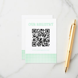 Baby-Q Mint Green Gingham Baby Shower Registry Tilläggskort
