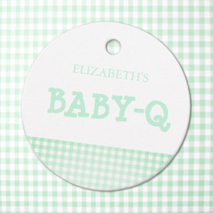 Baby-Q Mintgrön Rutig Baby Shower Gåvor Etiketter