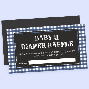 Baby Q Navy Rutiga Baby Shower Blöja Lotteri Tilläggskort