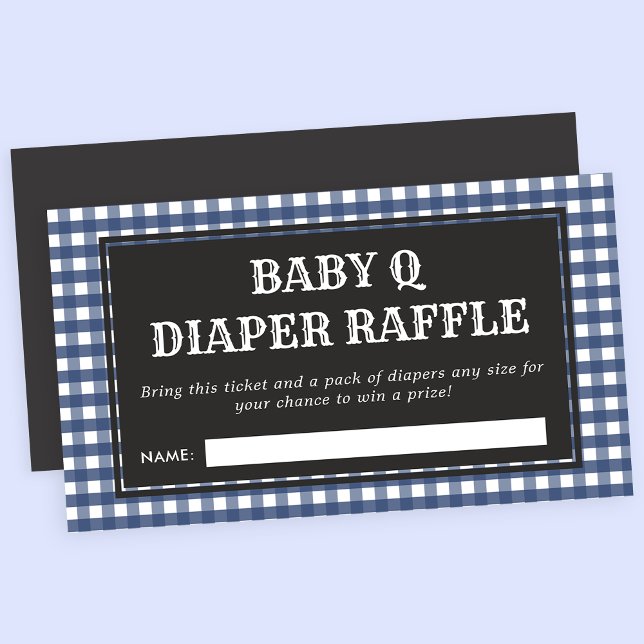 Baby Q Navy Rutiga Baby Shower Blöja Lotteri Tilläggskort (Skapare uppladdad)