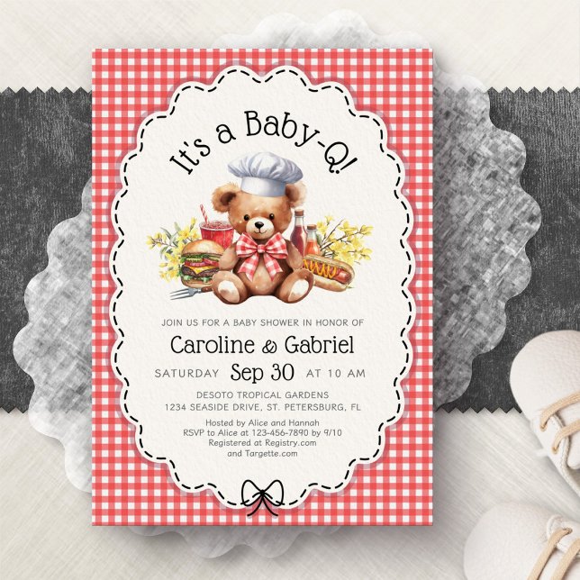 Baby-Q Par BBQ Picknick Babyfirande Inbjudningar (Skapare uppladdad)