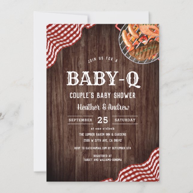 Baby-Q Picnic BBQ-pars barnbildsinbjudan Inbjudningar (Framsida)
