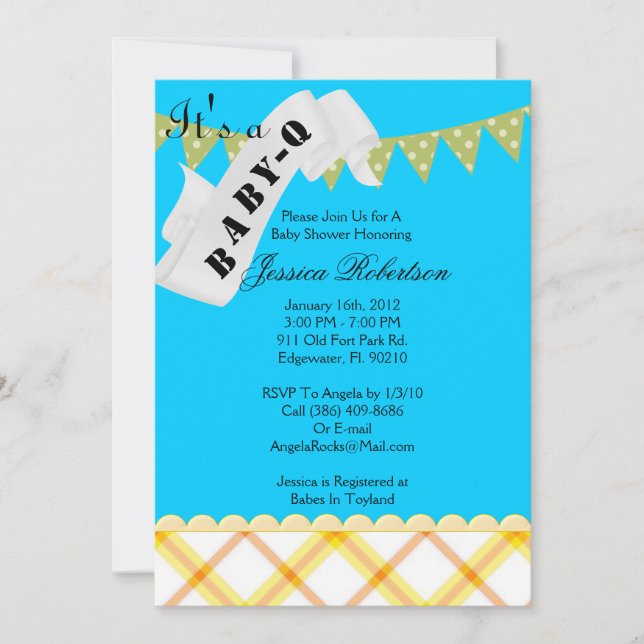 Baby Q Pub-B-Q Shower, Cute Inbjudningar (Framsida)