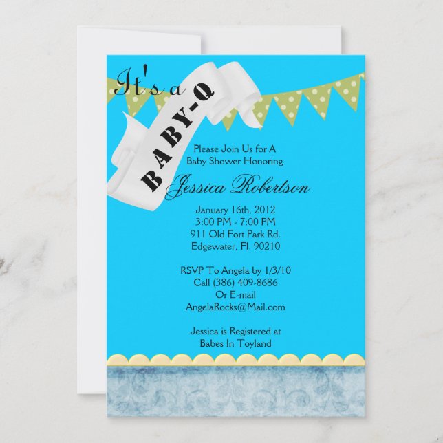 Baby Q Pub-B-Q Shower, Cute Inbjudningar (Framsida)