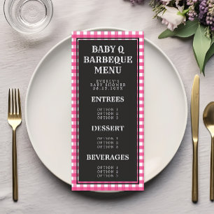 Baby Q Rosa Rutigt Rutnät Baby Shower Meny