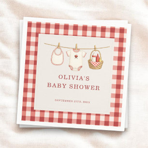 Baby-Q-ruta röda sams baby shower-fest Pappersservett