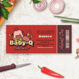 Baby-Q Shower - Barbeque Ticket Inbjudningar