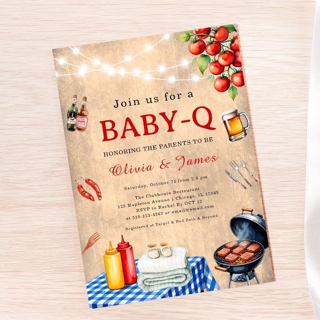 Baby-Q Shower - BBQ Par Baby Shower Backyard Inbjudningar (Baby-Q Shower Invitation BBQ Baby Shower Invite Couples Baby Shower Invite Backyard Baby Shower )
