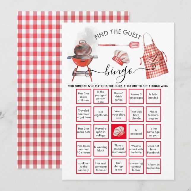 Baby-Q Shower FindGuest BINGO Inbjudningar (Fram/baksida)