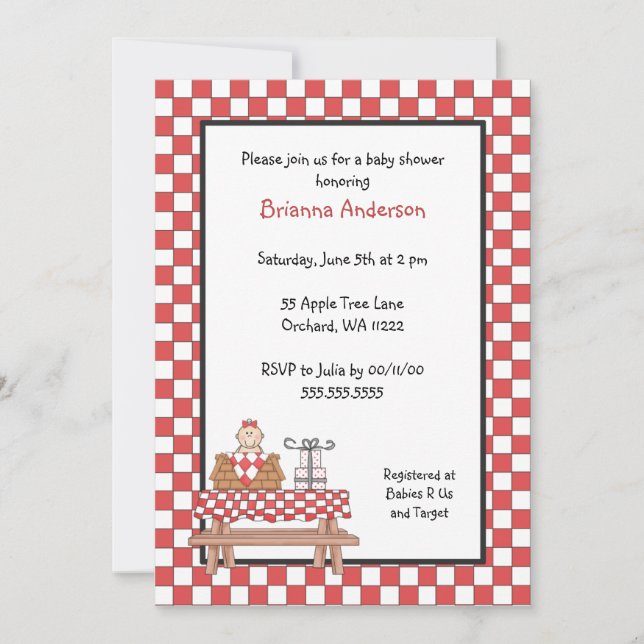 Baby Q Shower Investigation Girl med lätt skal Inbjudningar (Framsida)