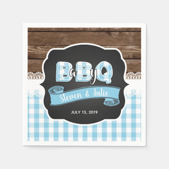 Baby Q Shower Napkin - Baby blue Pappersservett (Framsidan)