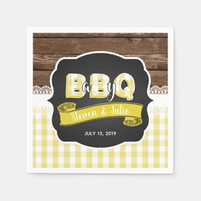 Baby Q Shower Napkin - Gult Pappersservett (Framsidan)