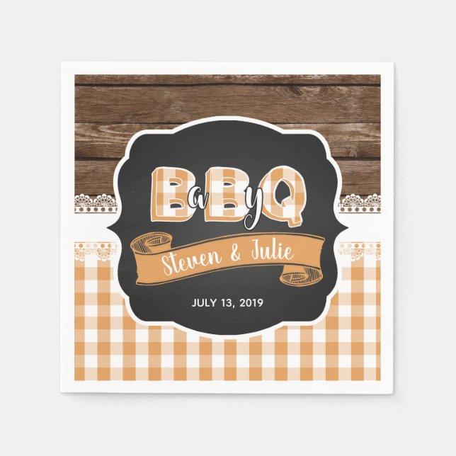 Baby Q Shower Napkin - Orange Pappersservett (Framsidan)