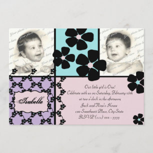 Baby Quilt and Flowers Inbjudningar