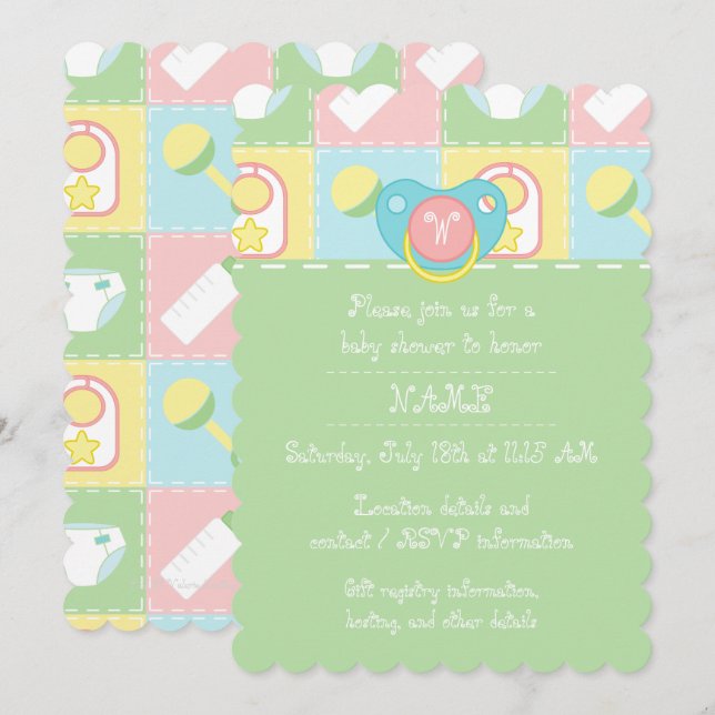 Baby Quilt Baby Shower-inbjudan Inbjudningar (Fram/baksida)
