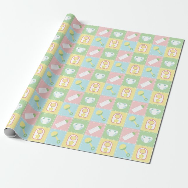 Baby Quilt Wrapping Papprare Presentpapper (Utrullad)