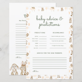 Baby Rabbit Baby Shower Predictions & Advice Card