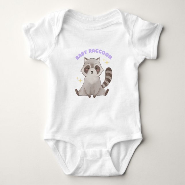 Baby Raccoon – Cute Woodland Animal T Shirt (Framsida)