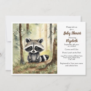 Baby Raccoon Gender Neutral Baby Shower Inbjudningar